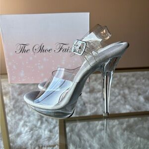 The shoe fairy olympian Clear Stiletto Heels size 8